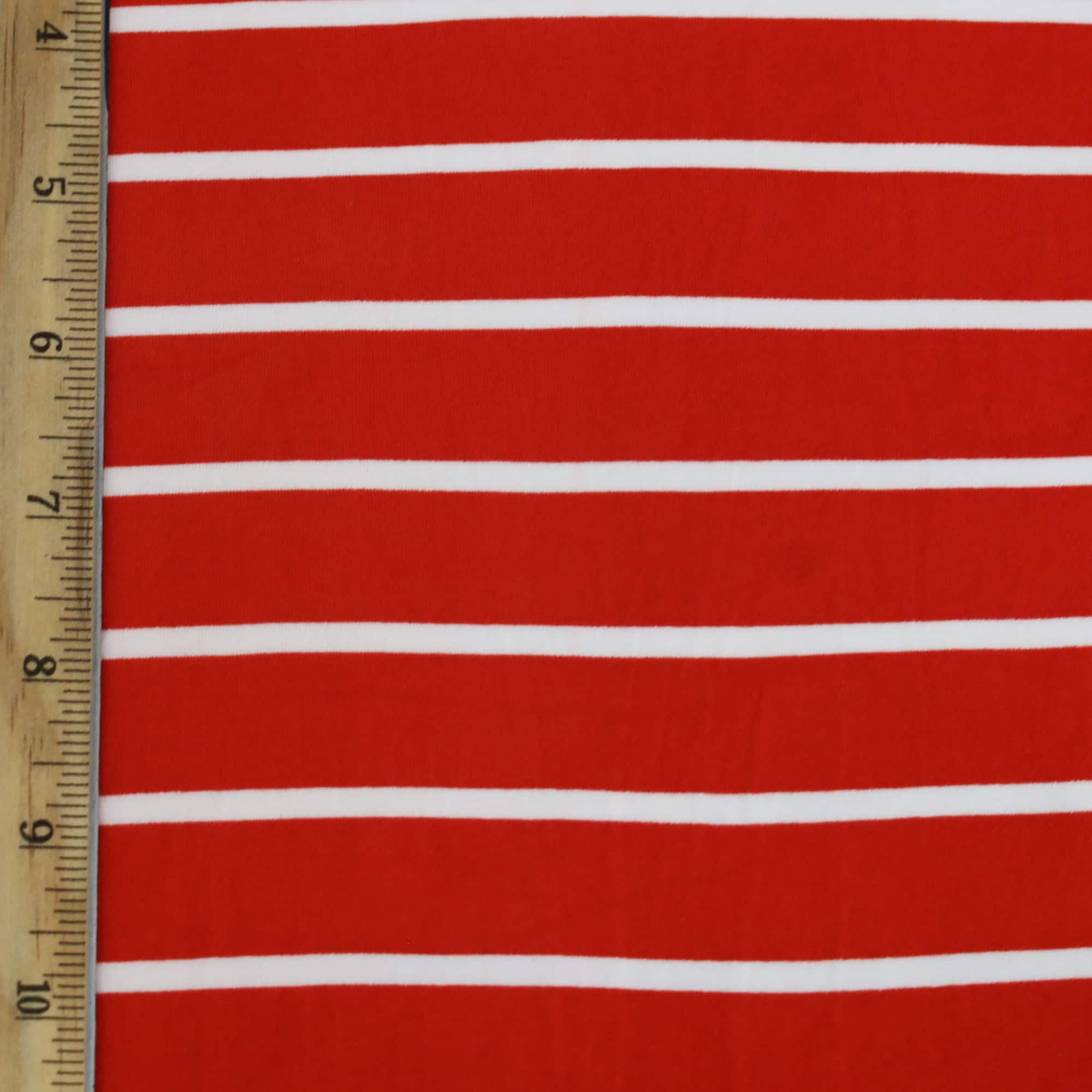 Fabric Merchants White Stripes on Red Double Brushed 4-Way Stretch Fabric